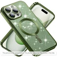 Custodia MagSafe per Apple iPhone 17 Air, Techsuit, Luxury Glitter, Verde Scuro — 3