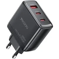 Caricabatterie Rete Yesido YC144, 65W, 3.25A, 1 x USB-A - 2 x USB-C, Nero — 3