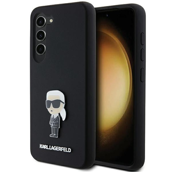 Karl Lagerfeld Custodia per Samsung Galaxy S23+ S916, Karl Lagerfeld, Silicone Ikonik Karl Metal, Nera