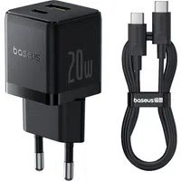 Caricabatterie da rete con cavo USB-C Baseus Palm, 20W, 3A, 1 x USB-A - 1 x USB-C, Nero P10111608113-01 — 3