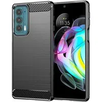 Custodia per Motorola Edge 20, Techsuit, Carbonio, Nera — 3