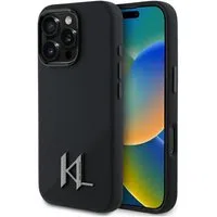 Custodia MagSafe per Apple iPhone 16 Pro, Karl Lagerfeld, Silicone Shadow Metal Initial, Nera — 3