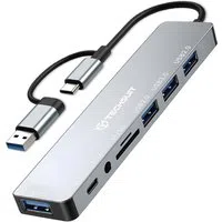 Hub USB / USB-C Techsuit H9 DataBridge, 8in1, Grigio — 3