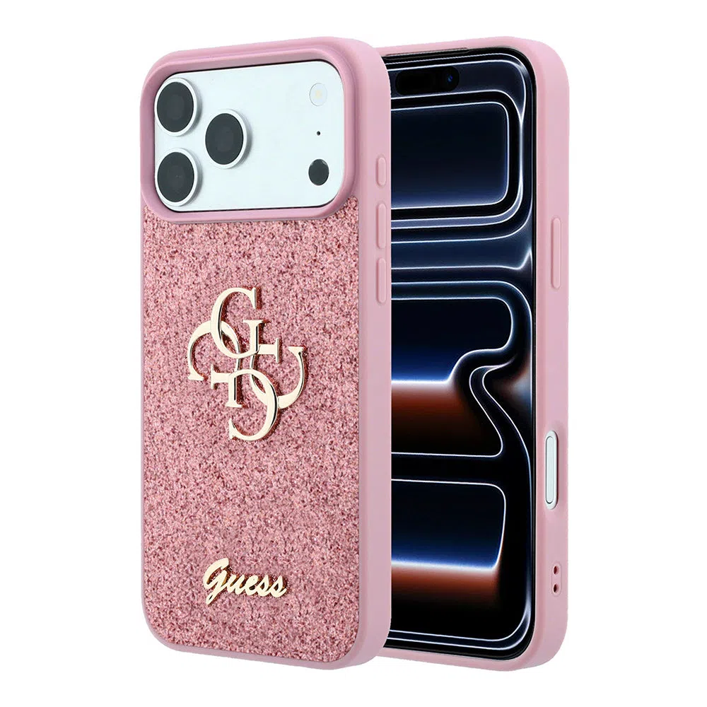 Custodia per Apple iPhone 18 Pro / 17 Pro, Guess, Fixed Glitter Big 4G, Rosa — 2