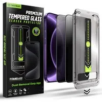 Pellicola protettiva per schermo Privacy Techsuit TitanGlass per Apple iPhone 18 Pro, Vetro temperato, Full Glue, Set da 2 pezzi