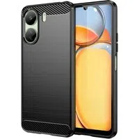 Custodia con Protezione Fotocamera per Xiaomi Poco C65 / Redmi 13C, Techsuit, Carbonio, Nera — 3