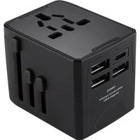 Caricabatterie da Rete Techsuit HHT520 Travel, 15W, 3A, 3 x USB-A - 1 x USB-C, Nero — 3