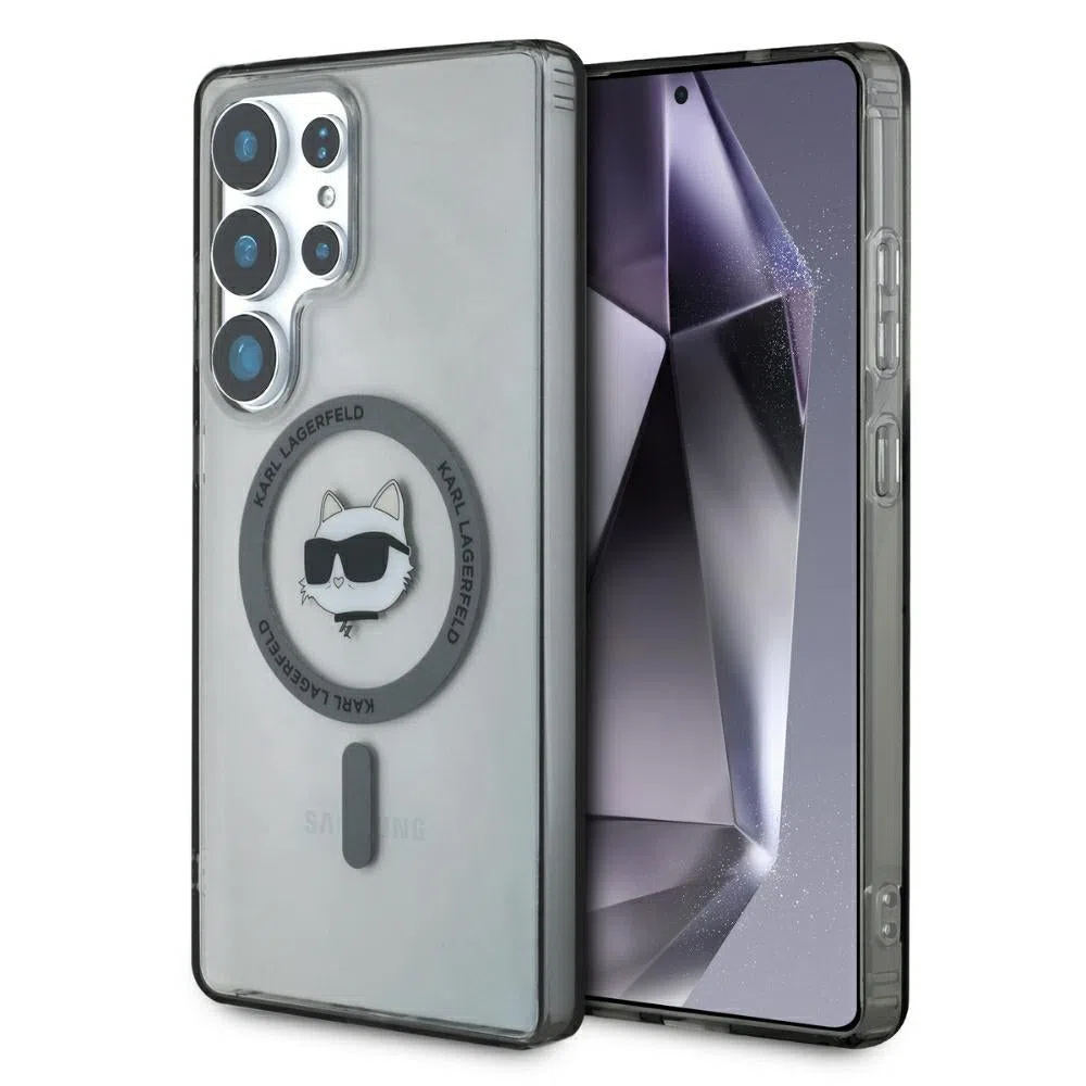 Custodia MagSafe per Samsung Galaxy S25 Ultra S938, Karl Lagerfeld, IML Choupette's Head, Nera — 2