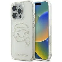 Custodia per Apple iPhone 16 Pro Max, Karl Lagerfeld, IML Rhinestones Karl's Head, Trasparente — 3