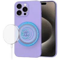 Custodia MagSafe per Apple iPhone 15 Pro Max, Techsuit, SoftFlex, Viola Chiaro — 3