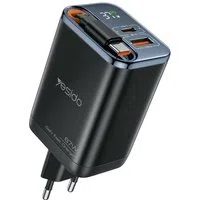 Caricabatterie Rete con Cavo USB-C Yesido YC100 Display, 67W, 3.35A, 1 x USB-A - 1 x USB-C, Nero — 3
