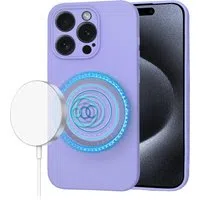 Custodia MagSafe per Apple iPhone 15 Pro, Techsuit, SoftFlex, Viola Chiaro — 3