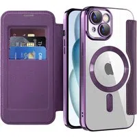 Custodia MagSafe per Apple iPhone 15 Plus, Techsuit, SmartMag Book, Viola — 3
