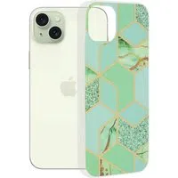 Custodia per Apple iPhone 15 Plus, Techsuit, Marble, Verde — 3