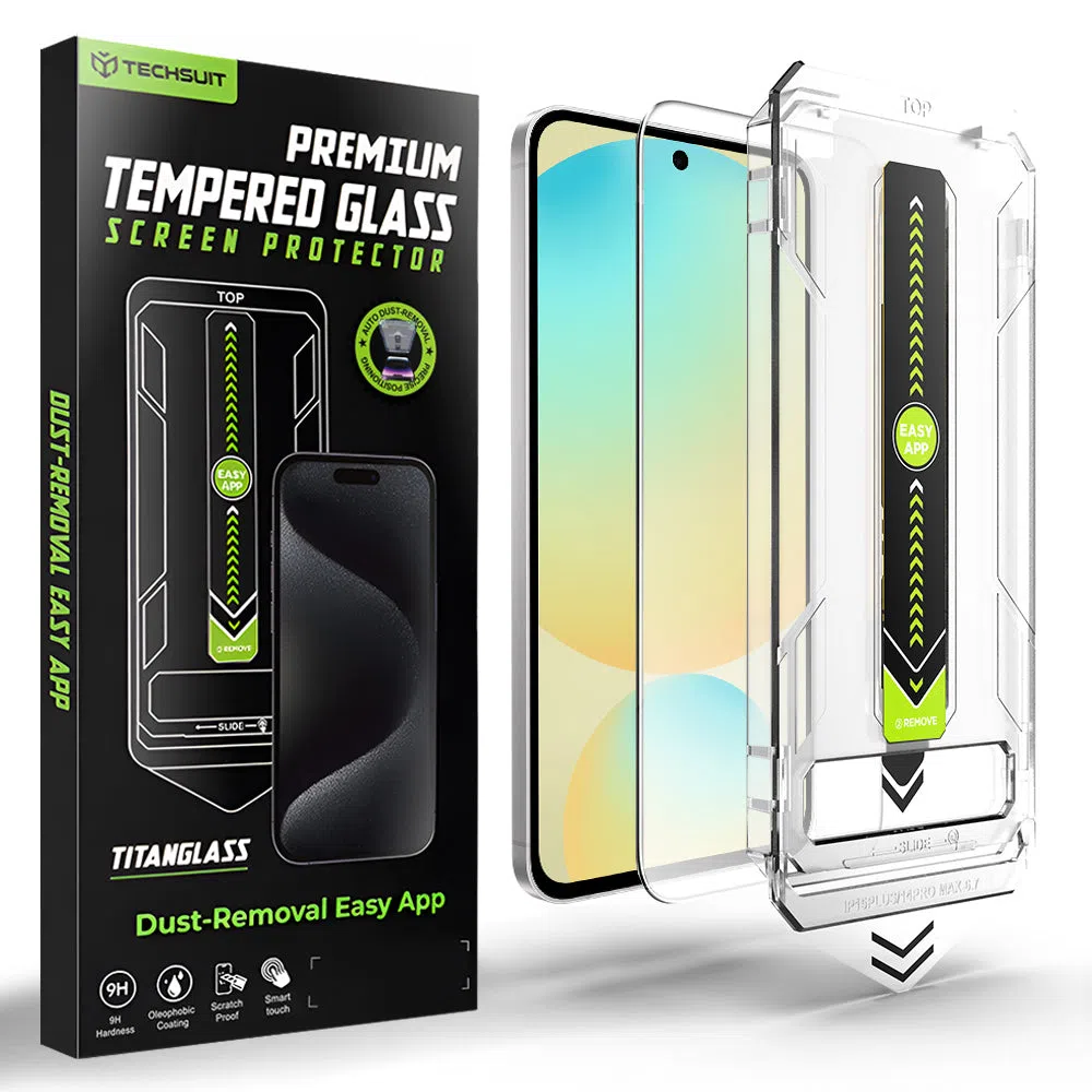 Pellicola protettiva per schermo Techsuit TitanGlass CrystalHD per Samsung Galaxy A56 A566 / S24 FE S721, Vetro temperato, Full Glue — 2