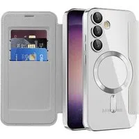Custodia MagSafe per Samsung Galaxy S23+ S916, Techsuit, SmartMag Book, Grigio — 3