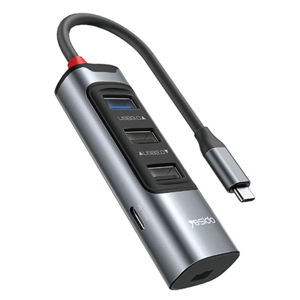 Hub USB-C Yesido HB24, 5in1, Grigio — 2