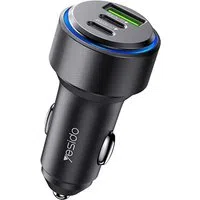Caricabatterie Auto Yesido Y50, 60W, 3A, 1 x USB-A - 2 x USB-C, Nero — 3