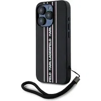 Custodia per Apple iPhone 15 Pro Max, Karl Lagerfeld, Saffiano Athleisure Stripes with Strap, Rosa — 3