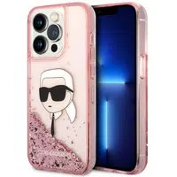 Custodia per Apple iPhone 14 Pro Max, Karl Lagerfeld, Glitter Karl's Head, Rosa — 3