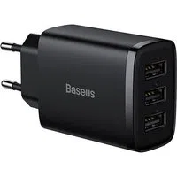 Caricabatterie Rete Baseus Compact 3U, 17W, 2.1A, 3 x USB-A, Nero CCXJ020101 — 3