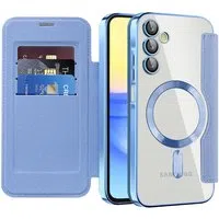 Custodia MagSafe per Samsung Galaxy A15 5G A156 / A15 A155, Techsuit, SmartMag Book, Blu — 3