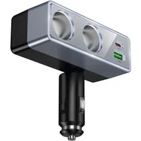 Caricatore Auto HOCO Z65B, 240W, 1 x USB-A - 1 x USB-C - 2 x Estensione Accendisigari, Nero — 3