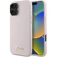 Custodia per Apple iPhone 16 Plus, Guess, Script Metal Logo & Frame, Rosa — 3