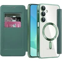 Custodia MagSafe per Samsung Galaxy A16 5G A166 / A16 4G A165, Techsuit, SmartMag Book, Verde — 3