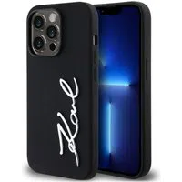 Custodia per Apple iPhone 14 Pro, Karl Lagerfeld, Silicone Karl Script, Nera — 3