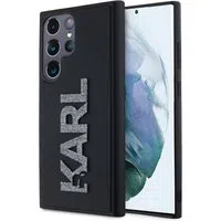 Custodia per Samsung Galaxy S23 Ultra S918, Karl Lagerfeld, Logo Glitter in Gomma 3D, Nera — 3