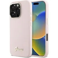 Custodia per Apple iPhone 16 Pro Max, Guess, Script Metal Logo & Frame, Rosa Chiaro — 3