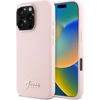 Custodia per Apple iPhone 16 Pro, Guess, Script Metal Logo & Frame, Rosa — 3