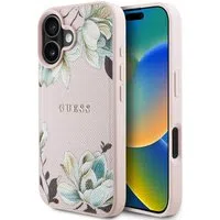 Custodia MagSafe per Apple iPhone 16, Guess, Grained Flowers, Rosa — 3