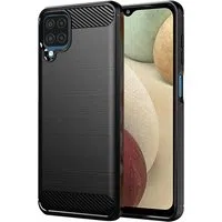 Custodia per Samsung Galaxy A12 Nacho A127 / A12 A125, Techsuit, Carbonio, Nera — 3