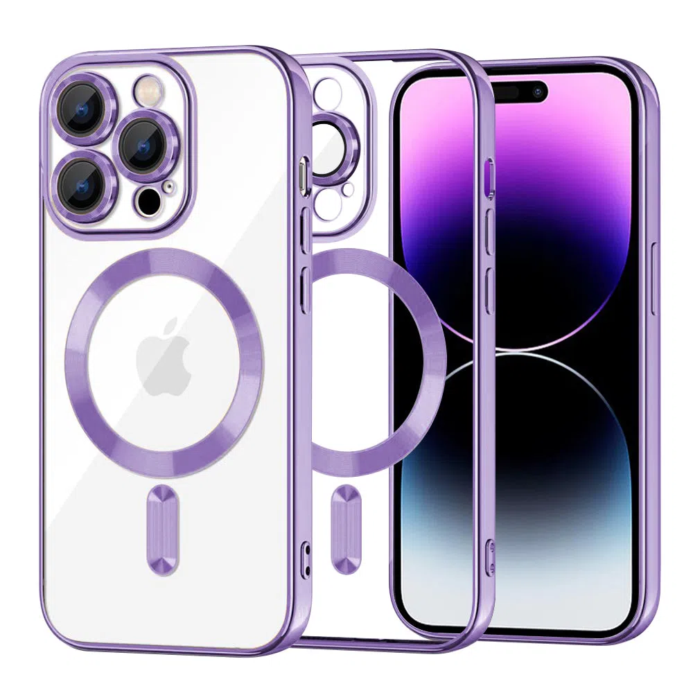Custodia MagSafe per Apple iPhone 14 Pro Max, Techsuit, Luxury Crystal, Viola Chiaro — 2