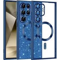 Custodia MagSafe per Samsung Galaxy S22 Ultra 5G S908, Techsuit, Luxury Glitter, Blu Scuro — 3