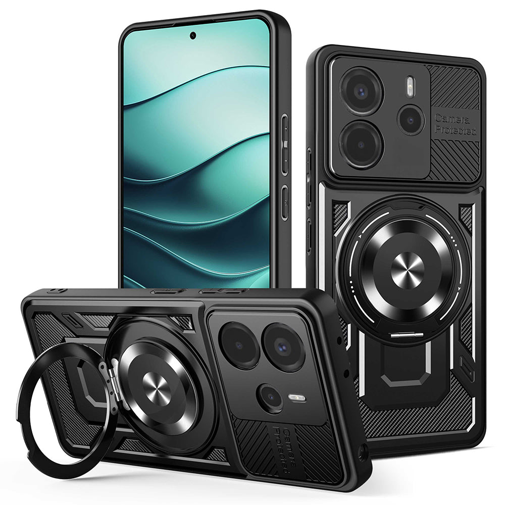 Custodia per Xiaomi Redmi Note 14 5G, Techsuit, RuggedCam, Nera