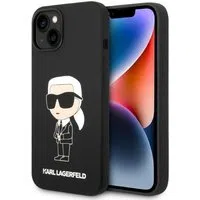 Custodia per Apple iPhone 14 Plus, Karl Lagerfeld, Silicone Ikonik Karl, Nera — 3