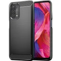 Custodia per OnePlus Nord N200 5G / Oppo A74 5G / A54 5G, Techsuit, Carbonio, Nera — 3