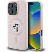 Custodia MagSafe per Apple iPhone 16 Pro Max, Karl Lagerfeld, Silicone Ring Karl & Choupette, Rosa — 3