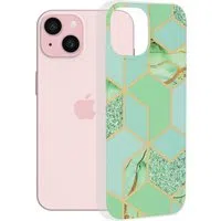 Custodia per Apple iPhone 15, Techsuit, Marble, Verde — 3