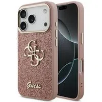 Custodia per Apple iPhone 17 Pro, Guess, Fixed Glitter Big 4G Metal Frame, Rosa — 3