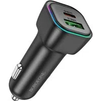 Caricabatterie Auto Borofone BZ28A Trophie, 30W, 3A, 1 x USB-A - 1 x USB-C, Nero — 3