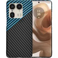 Custodia per Motorola Edge 50 Ultra, Techsuit, Carbonite FiberShell, Nero Bleu — 3