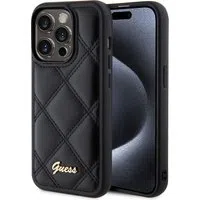 Custodia per Apple iPhone 15 Pro, Guess, Quilted Metal Logo, Nera — 3