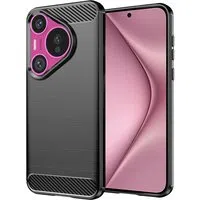 Custodia per Huawei Pura 70, Techsuit, Carbonio, Nera — 3