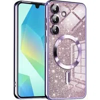 Custodia MagSafe per Samsung Galaxy A16 5G A166 / A16 4G A165, Techsuit, Luxury Glitter, Viola Chiaro