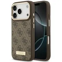 Custodia MagSafe per Apple iPhone 17 Pro, Guess, 4G Logo Plate, Marrone — 3