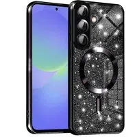 Custodia MagSafe per Samsung Galaxy A56 A566 / A36 A366, Techsuit, Luxury Glitter, Nera — 3